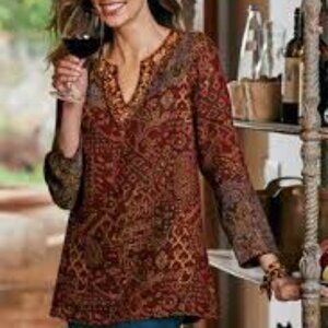 Soft Surroundings Nikol Women's Plus Size Tapestry Paisley Tunic